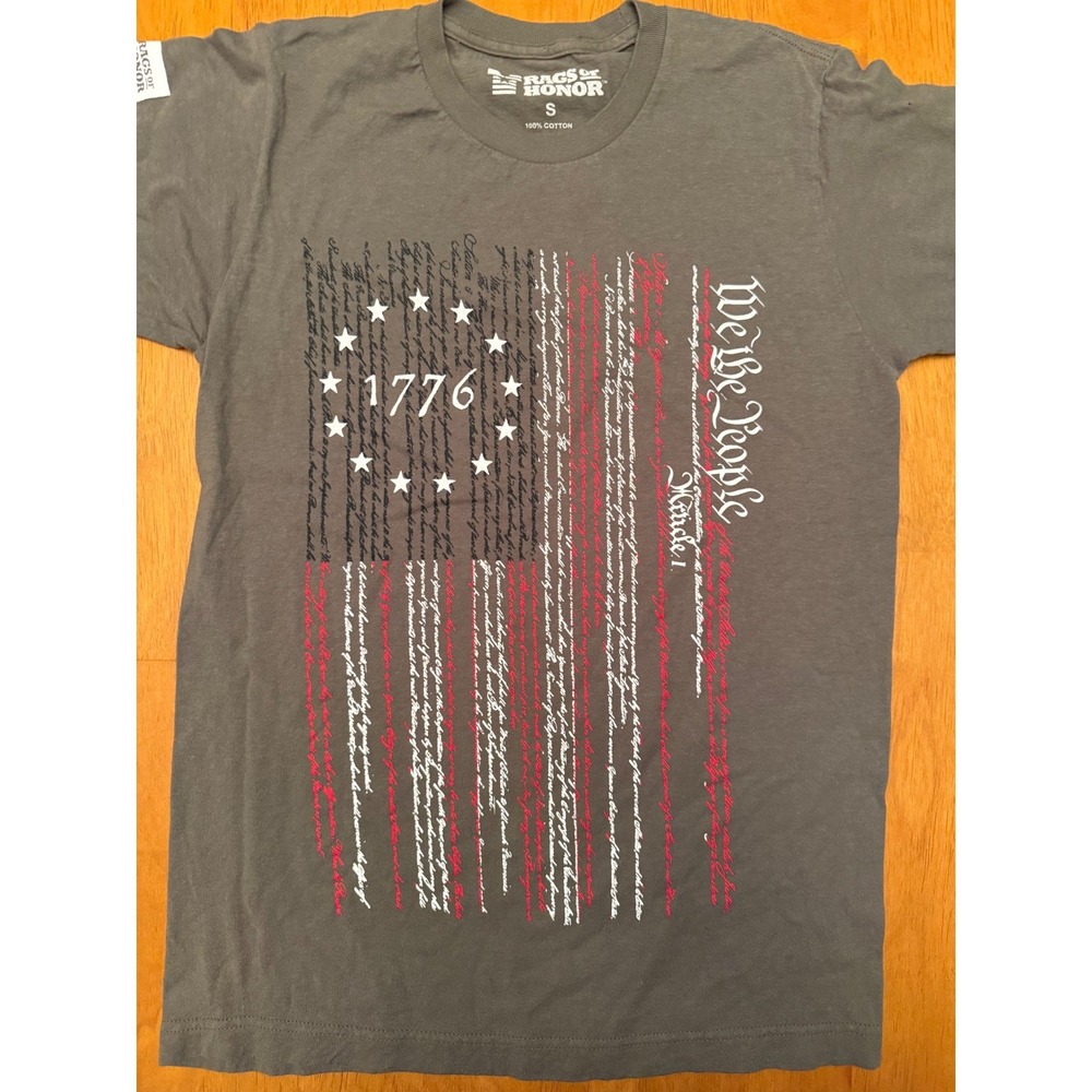Rags of Honor Mens 1776 We The People Constitution Flag Graphic T-Shirt Small